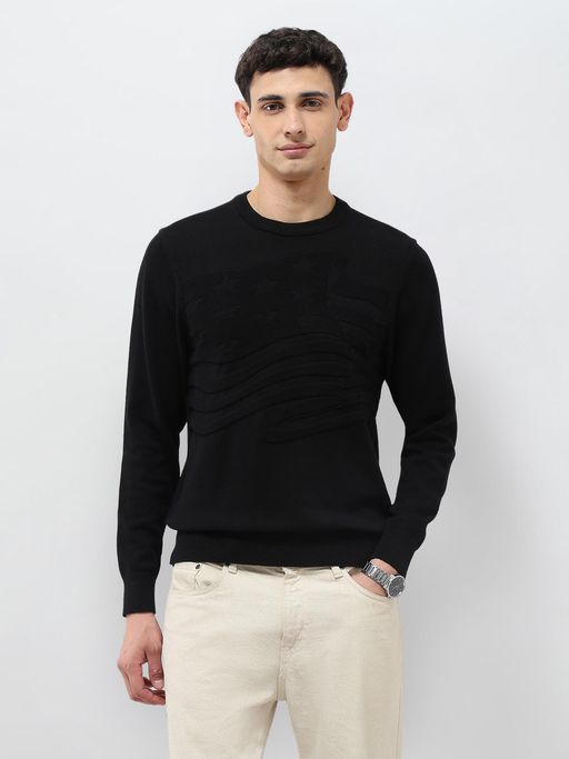 U.S. Polo Assn. Denim Co. Men Black Textured Sweater