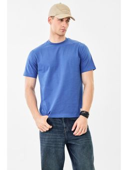 Snitch - Men Blue Solid Half Sleeves T-shirt