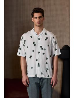 Snitch - Men White Dice Printed Luxe Shirt