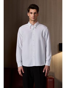 Snitch - Men White Full Sleeves Oxford Shirt