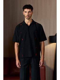 Snitch - Men Black Embroidered Shirt