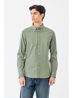 Snitch - Men Light Green Solid Full Sleeves Slim Shirt