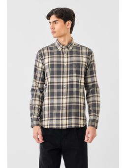 Snitch - Men Dark Grey Checks Full Sleeves Casual Shirt