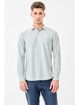 Snitch - Men Light Blue Solid Full Sleeves Shirt