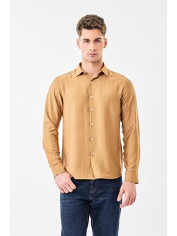 Snitch - Men Brown Solid Full Sleeves Shirt