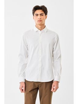 Snitch - Men White Textured Full Sleeves Party Shirt