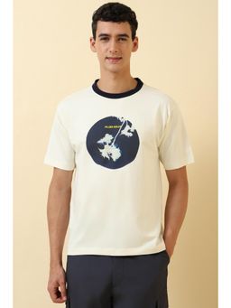 Allen Solly - Men Cream Graphic Printed Crew Neck T-shirt