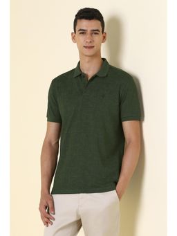Allen Solly - Men Green Printed Polo Neck T-shirt