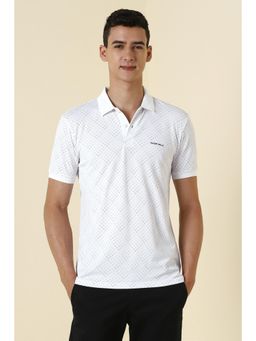 Allen Solly - Men White Printed Polo Neck T-shirt