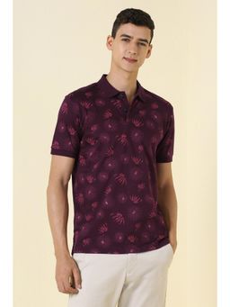 Allen Solly - Men Purple Printed Polo Neck T-shirt