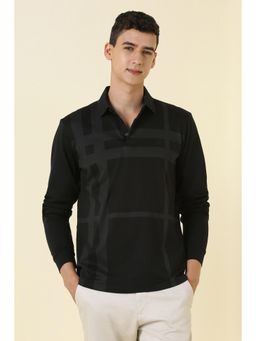 Allen Solly - Men Black Printed Polo Neck T-shirt