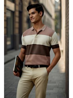 Allen Solly - Men Multi-Color Colorblock Polo Neck T-shirt