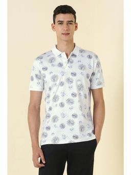 Allen Solly - Men Off White Printed Polo Neck T-shirt