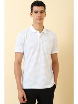 Allen Solly - Men Blue and White Printed Polo Neck T-shirt