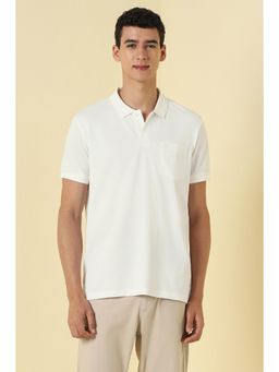 Allen Solly - Men White Solid Polo Neck T-shirt