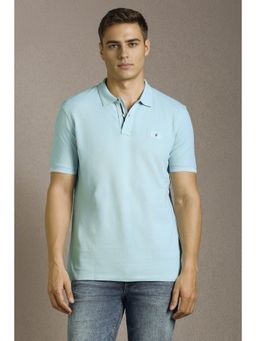 Louis Philippe - Men Light Blue Solid Polo Neck T-shirt