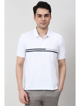 Peter England - Men White Half Sleeves Polo Neck T-shirt