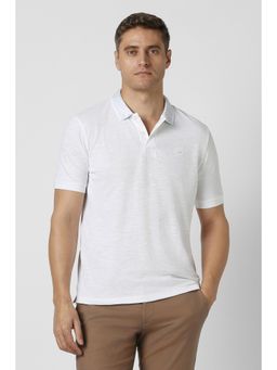 Peter England - Men Grey Textured Polo Neck T-shirt