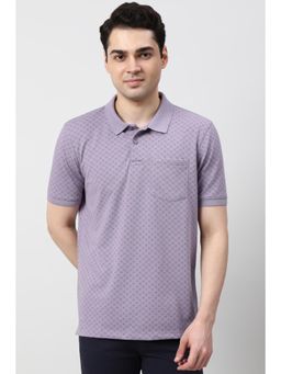 Peter England - Men Lavender Printed Polo Neck T-shirt