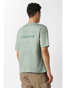 Van Heusen - Men Olive Typography Printed Crew Neck T-shirt