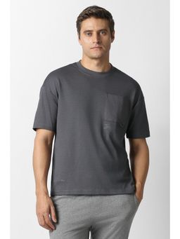 Van Heusen - Men Grey Solid Crew Neck T-shirt