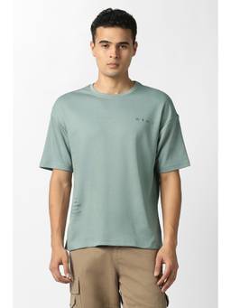 Van Heusen - Men Green Solid Crew Neck T-shirt