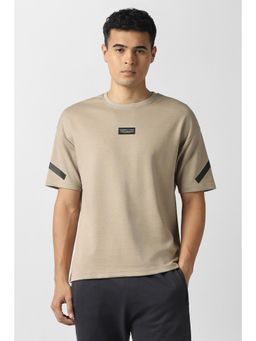 Van Heusen - Men Beige Solid Crew Neck T-shirt