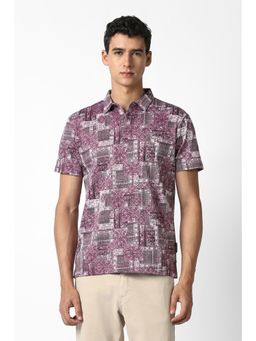 Van Heusen - Men Purple Printed Polo Neck T-shirt