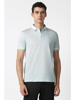 Van Heusen - Men Blue Printed Polo Neck T-shirt
