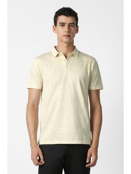 Van Heusen - Men Yellow Printed Polo Neck T-shirt