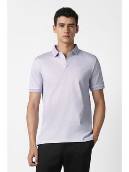 Van Heusen - Men Lavender Printed Polo Neck T-shirt