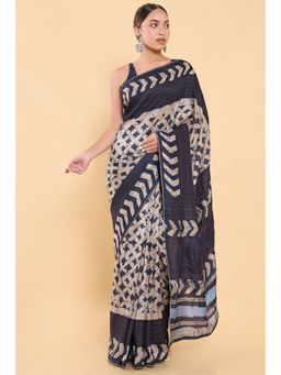 Soch - Women Grey Silk Printed Saree with Stitched Blouse