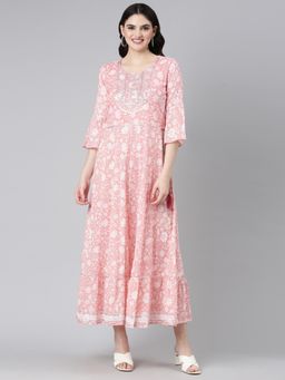 NEERU'S - Pink Straight Casual Printed Dress