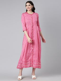 NEERU'S - Pink Straight Casual Printed Dress