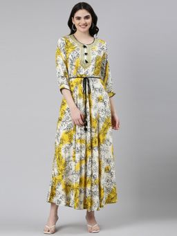 NEERU'S - Yellow Straight Casual Printed Dress