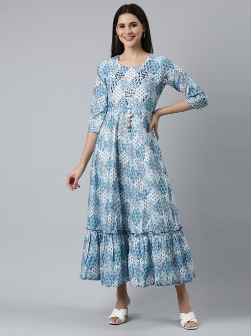Blue Neerus Party Wear Gowns Buy NEERU'S Blue Straight Casual