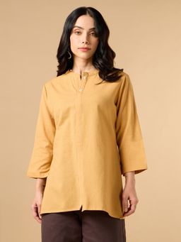 COTTONS DAILY - Classic Linen Pastel Orange Short Tunic