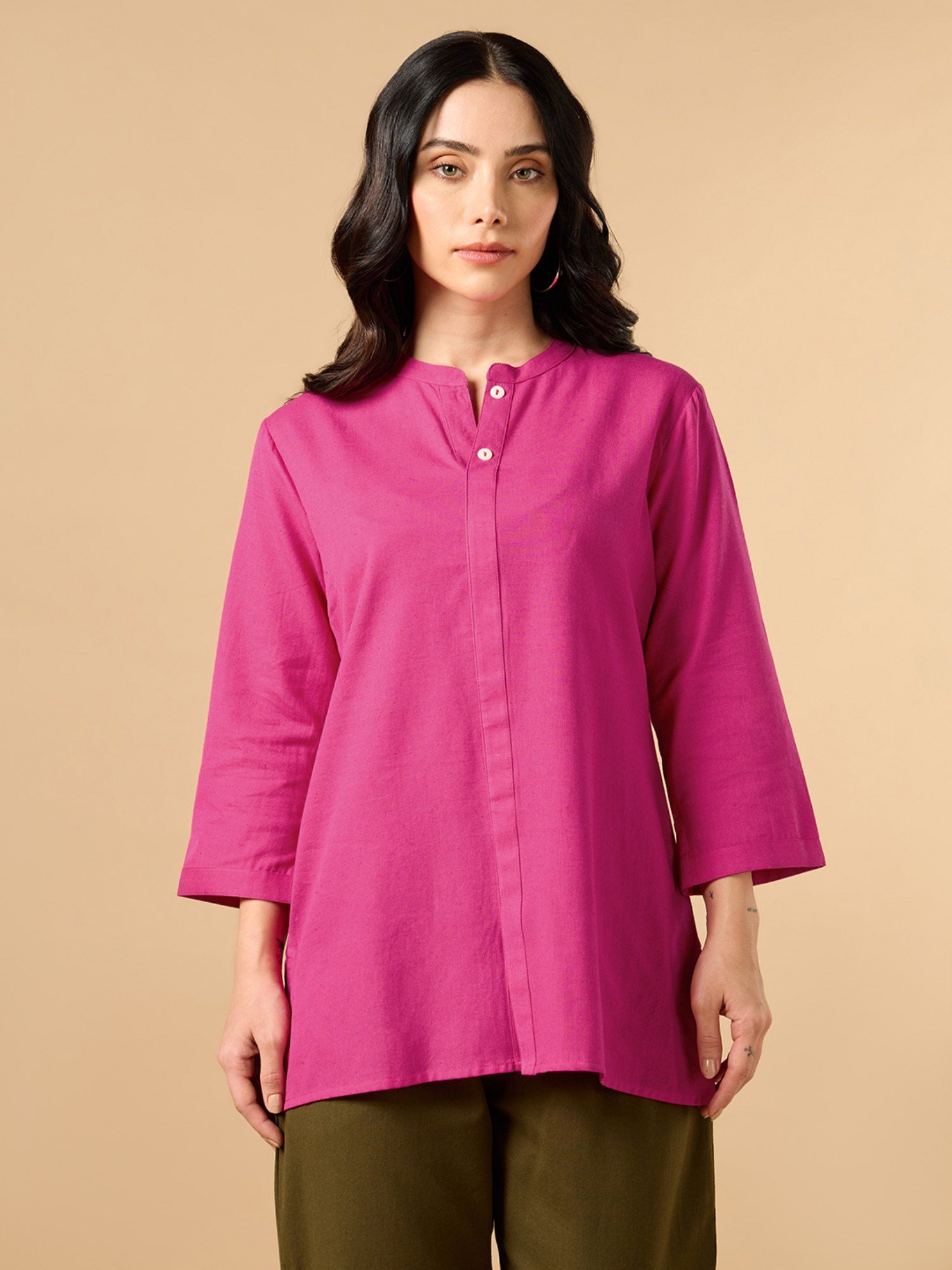 Classic Linen Pink Short Tunic-image-27