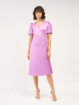 SALT Attire - Havana Lavender Midi Length Wrap Dress