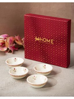 Fabindia - Rukmani Decal Ceramic Chutney Bowl (Pack of 4)