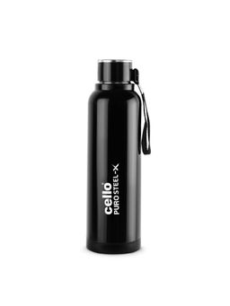 CELLO - Puro Steel-X Benz 900 Water Bottle with Inner Steel and Outer Plastic, 730 Ml, Black