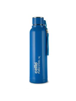 CELLO - Puro Steel-X Benz 900 Water Bottle with Inner Steel and Outer Plastic, 730 Ml, Blue