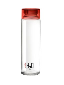 CELLO - H2O Glass Fridge Water Bottle With Plastic Cap 920Ml, Red