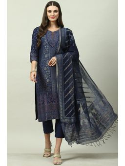 Biba - Blue Printed Suit (Set of 3)