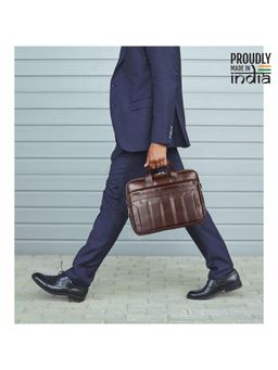 The Clownfish - Faux Leather Expandable Messenger Bag - Dark Brown