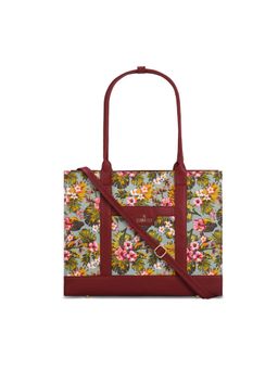 The Clownfish - Women Floral Handbag with Detachable Strap - Maroon