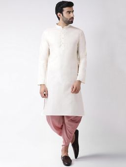 KISAH - Men Off White Kurta and Dhoti (Set of 2)