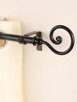 The Decor Mart - 48"-88" Spiral Metal Finial Extendable Curtain Rod Black 19Mm (Hardware Included)