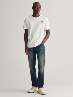 GANT - Men Blue Washed Slim Fit Mid-Rise Jeans