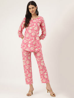 Divena - Pink Printed Co-Ord (Set of 2)